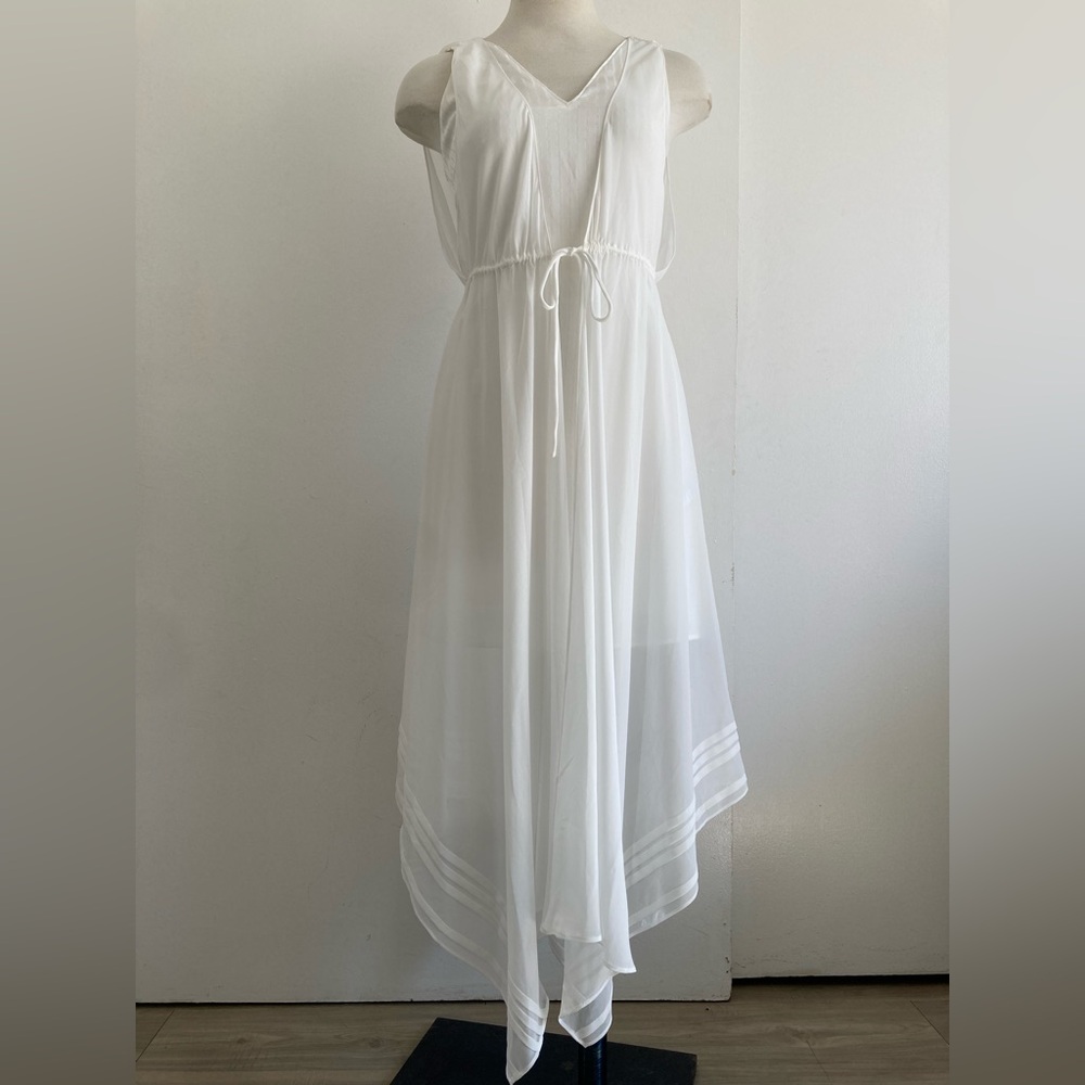 All Saints White Textured V-Neck Dress
